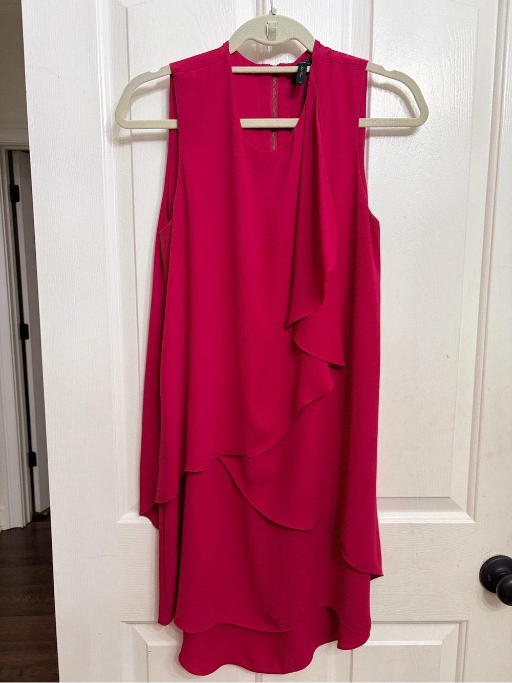 BCBGMaxAzria Sleeveless Ruffle Shift Dress - Fuchsia